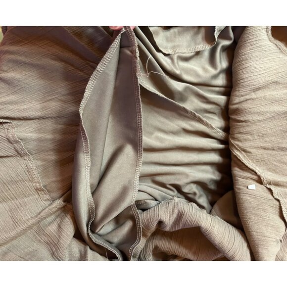 Y2K New Old Stock Asymmetrical Khaki Beige Midi Skirt Sz 14 Whimsy Fairy READ - Picture 8 of 11